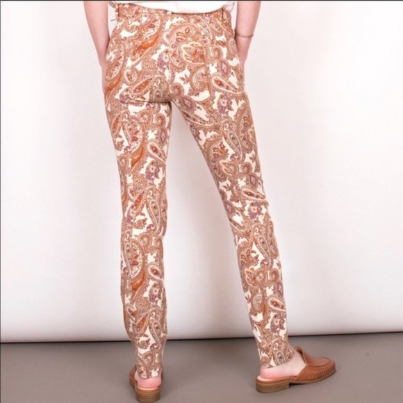 Zara Paisley Slim Fit Trousers S - Picture 3 of 8